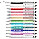 Personalizzato 2 in 1 Crystal Stylus Pen e penne a sfera con il vostro logo o testo personalizzato (Multicolor)