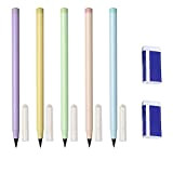 PFLYPF 5 permanente senza inchiostro matite con 2 gomme da cancellare, metallo matite, illimitato di scrittura, riutilizzabile portatile eterna matite ...