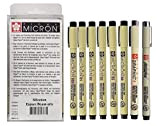 Pigma Micron Sakura - Set di Penne 005,01,02,03,05,08,1mm Brush