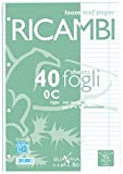 Pigna 00629030C, Ricambio non rinforzato, Rigatura 0C, righe per 4° e 5° elementare, Carta 80g/mq, Pacco da 40 Fogli
