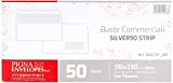 Pigna SILVER90 Strip Buste Commerciali con finestra, Bianco, Confezione 50 buste, 110 x 230 mm