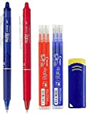 Pilot FriXion Ball Clicker - Penna gel roller a scatto cancellabile, (Set con penna blu, penna rossa, 3 refill blu, ...