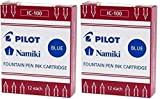 Pilot Namiki IC100 - Cartuccia d'inchiostro per penna stilografica, colore: blu, 12 cartucce per confezione da 2
