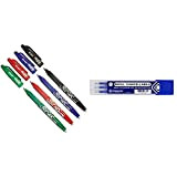 Pilot Penna Frixion penna (confezione da 4), colori assortiti & Osama Refill Compatibile con penne Frixion ball, 3 pezzi, blu