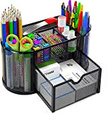 Pipishell - Organizer da scrivania in rete, multifunzione, per ufficio e articoli di cancelleria, con 8 scomparti e 1 cassetto, ...