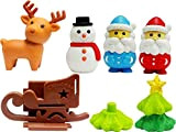 PJ Novelty Japanese Christmas Puzzle Eraser Rubber Set - IWAKO Christmas 2016 Blister Pack - Contains 6 Erasers