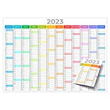 Planner calendario annuale 2023 - formato A1 (84x60 cm) 12 mesi | Calendario da muro e parete (Layout Rainbow White)