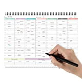 Planning Settimanale da Tavolo Perpetuo - Weekly Planner con Date da Compilare - Calendario da Scrivania Spiralato A3, 29,7 x ...
