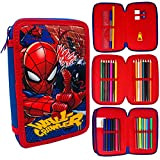 Plumier 3 zip astuccio di 3 posti Spiderman Marvel Astuccio per la scuola bambino 20 cm, astuccio 36 pezzi, colore ...