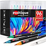 Poétique Pennarelli Acquerellabili 96 Colori - Brush pen con Punta a Pennello Flessibile, Alto Numero di Pigmenti, Pennarelli per Lettering, ...