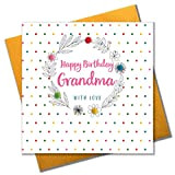 Pom pom"Happy Birthday Grandma, with love" biglietto d' auguri