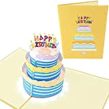 Poplife Buon Compleanno Carta – 3D Torta Colorata Pop Up Carta - HBD Candele - Piega piatto - Regalo per ...