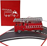 PopLife Cards Camion dei pompieri 3d biglietto di auguri pop-up per tutte le occasioni i vigili del fuoco, volontari, bambini ...