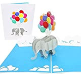 PopLife Cards elefante & palloncini pop-up carta - tutte le occasioni