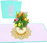 PopLife Cards Mazzo di fiori di primavera tulipano 3d biglietto di auguri pop-up per tutte le occasioni carta festa della ...