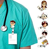 Porta Badge Medico, 6 Pezzi Porta Badge Infermiera, Distintivo Retrattile per Infermiere, Clip Del Permesso di Lavoro per Operaio Medico, ...