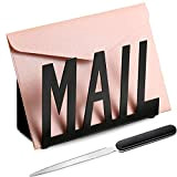 Porta Lettere Selezionatore di Lettere in Metallo Nero Organizer Ritagliato da Tavolo Portadocumenti Lettere di Posta con Tagliacarte per Desktop ...