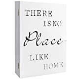 Portachiavi 'No Place Like Home' con 6 ganci per chiavi, scatola di legno bianca, 22x7x32cm, armadio per chiavi