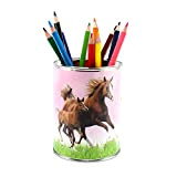 Portapenne a forma di cavallo, con 12 matite colorate triangolari, portapenne, organizer da scrivania per ragazze