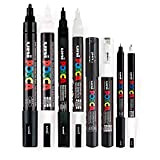 Posca Black & White – Set di 8 penne, tratto da medio a fine, nero e bianco (PC-5M, PC-3M, PC-1M, PC-1MR)