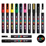 Posca - Set professionale di 12 pennarelli Uni posca - gamma PC-3M - include: extra nero e bianco