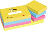 Post-it Foglietti, Collezione Energetic, Confezione da 12 blocchetti, 100 Fogli per blocco, 38 mm x 51 mm, Colori Giallo, Azzurro, ...