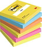 Post-it Foglietti, Collezione Energetic, Confezione da 6 blocchetti, 100 Fogli/blocco, 76mm x 76mm, Colori Giallo, Azzurro, Arancione, Rosa, Verde - ...
