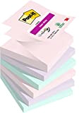 Post-it Foglietti Super Sticky Z-Notes, Collezione Soulful, Confezione da 6 blocchetti, 90 Fogli/blocco,76mm x 76mm, Colori Rosa, Viola, Verde, Foglietti ...