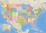 Poster cartina geografica gigante XXL, carta USA con tutti gli Stati, poster educativo scala 1:3325 milioni, 140 x 100 cm ...