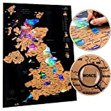 Poster con mappa del Regno Unito da grattare, con kit di accessori e tubo regalo, mappa del Regno Unito con ...