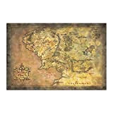 Poster ufficiale The Lord of the Rings Map Of Middle Earth - Poster con mappa della Terra di Mezzo, 91 ...