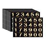 Prasacco 240 pezzi 10 fogli adesivi numerici oro su nero impermeabile cassetta postale numeri autoadesivi in vinile adesivi pre-distanziati segni ...