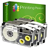 Printing Pleasure 3 x XR-12WE XR-12WE1 Nero su Bianco Nastro compatibile per Casio KL-60 KL-100 KL-120 KL-200 KL-300 KL-750 KL-780 KL-820 ...
