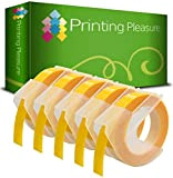 Printing Pleasure 5 Giallo Nastri a rilievo Etichette per Dymo Junior S0717900 & Omega S0717930 Etichettatrici | 9mm x 3m ...
