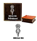 Printtoo Dream Big Text con Dream Catcher Design quadrato in legno timbro di gomma-2 x 2 pollici