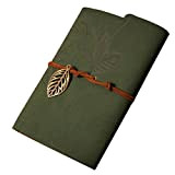 PU leather cover Loose Leaf Blank notebook Journal Diary Gift Green