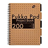 Pukka Pad Libro di progetto Kraft formato A4, 200 pagine con 5 divisori a schede, con doppia rilegatura a filo ...