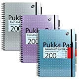 Pukka Pad Metallic - Cuaderno ejecutivo de espiral doble (3 unidades, A4, 200 hojas microperforadas, 80 g/m², con margen, 5 ...