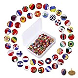 Puntine 100 Pezzi Puntine di Bandiera Nazionale Crestivo Push Pin per Bacheca, Mappa, Ufficio