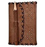 Purpledip Leather Diary/Notebook 'Manuscript' Naturally Treated Paper With Chipped Wood Encased Pen For Corporate Gift Or Personal Memoir (10761)