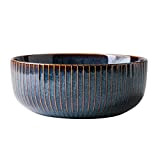 Qazxsw Ciotola in Ceramica/personalità creativi della Famiglia Rice Bowl/Grande Insalata Soup Bowl/Fruit Bowl/Noodle Bowl/Nordic Articoli per la tavola,Blu,21.3 * 21.3 ...