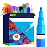 QBIX Pennarelli per pittura acrilica permanente – Set di 18 penne per pittura su roccia, progetti di artigianato fai-da-te, ceramica, ...