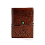 Quaderno con albero della vita, realizzato a mano, in pelle, con rilegatura a mano, per uomini e donne (7 x ...