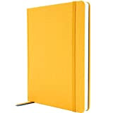 Quaderno formato A5 (ish) con copertina rigida, pagine numerate e taschino, diario/bujo – giallo senape (giallo)