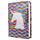 Quaderno reversibile con paillettes, diario dei sogni per bambini, formato A5, con unicorno colorato, regalo di compleanno perfetto per ragazze ...