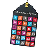 Ramadan-Kalender, Eid-Kalender 2022, Countdown-Kalender | Eid-Kalender-Aktivitäten for Kinder mit 30 wiederverwendbaren Sternen | Ramadan Mubarak-Dekor