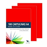 Raylu Paper® - Cartoncini A4, 100 pezzi di colore rosso, 180 g, 210 x 297 mm, ideali per rilegatura, lavori ...
