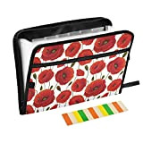Red Poppy Flower - Cartella per fisarmonica a 13 tasche, formato A4, organizer portatile con cerniera e tasca frontale, per ...