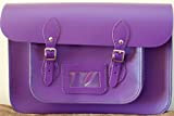 Remarkable Recycled Leather Satchel 15inch Purple