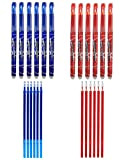 RHardware 12 penne a inchiostro rosso, blu, cancellabili da 0,7 mm e 12 ricariche gel per penne, cancellabili